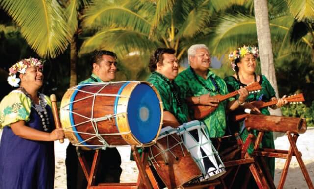 Polynesian band at an outdoor party